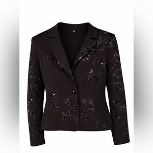 Black Sequin Women's Sparkle Blazer, Size 6